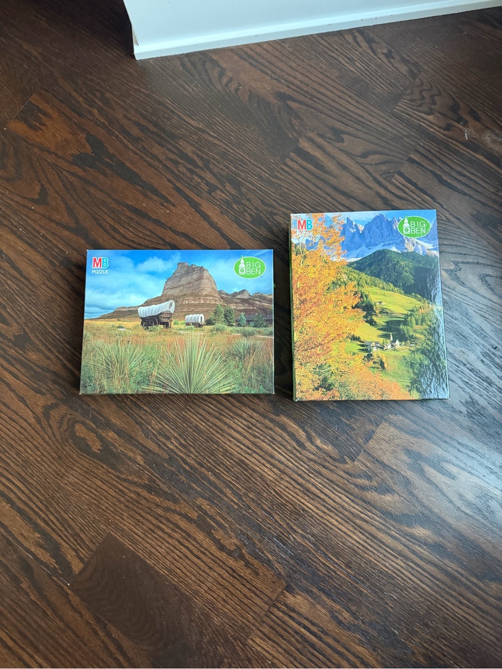 2 vintage 1,000-piece Milton Bradley Big Ben jigsaw puzzles
